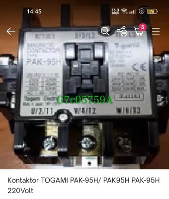 Hitachi schroefcompressor onderhoud accessoires togami contactor pak-95h G7C05759A